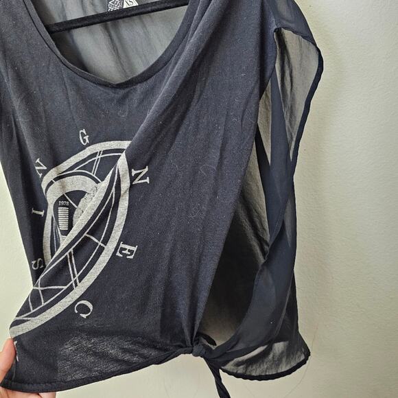 RARE Seneca Rising Black PacSun Sheer-Back Skull Tee size XS - Picture 4 of 9